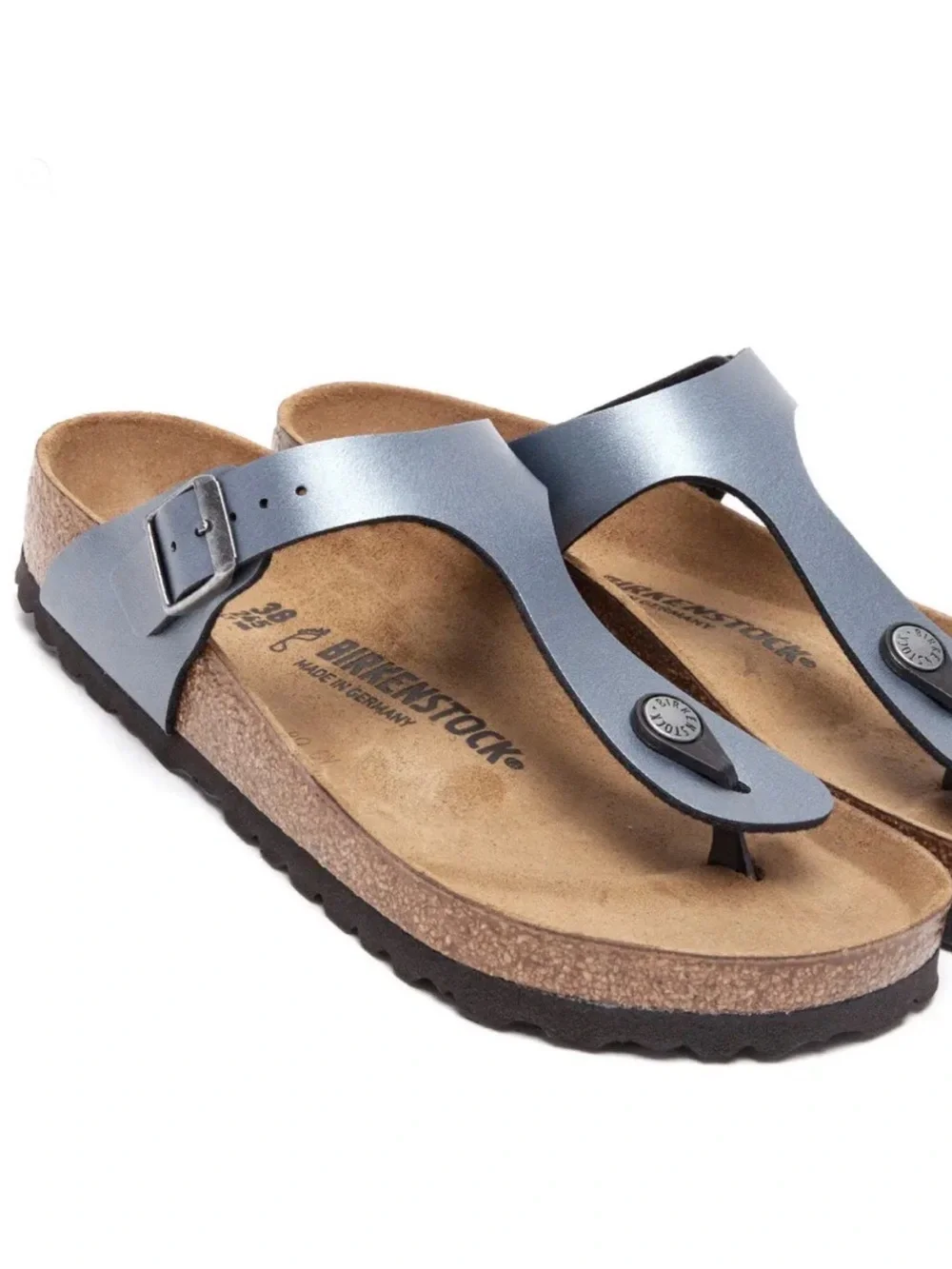 Birkenstock Gizeh Sandals in Metallic Steel gray new 38 - Picture 2 of 7